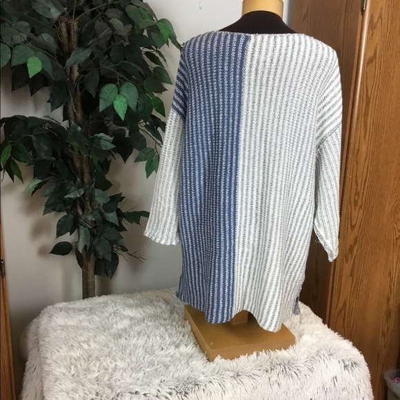 STYLE & Co Woman 1X blue/white 3/4 sleeve sweater - Picture 8 of 10